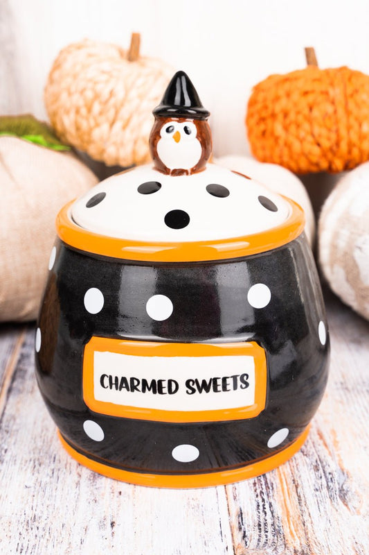 6.5 x 5.75 'Charmed Sweets' Halloween Ceramic Treat Jar